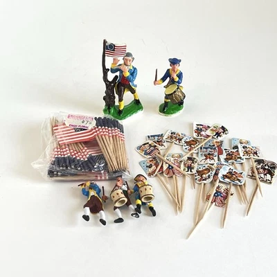 Toppers e bandeiras de bolo vintage patriótico para cupcake motivo americano 4 de julho - Imagem 1 de 4