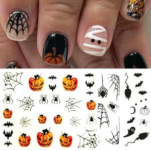 Halloween Nail Water Transfer Sliders Decals Nail Sticker Nail Art Decoration + - Picture 1 of 24