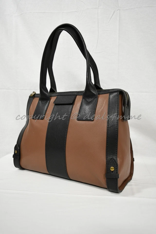 Fossil Gwen Satchel Brown/black Leather 14 X 12 ORG
