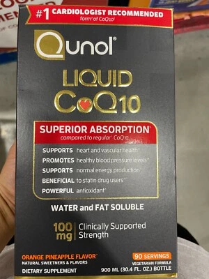 Qunol Líquido CoQ10 100 mg., 30,4 Onzas Piña Naranja Sin Azúcar Foto 1 de 2