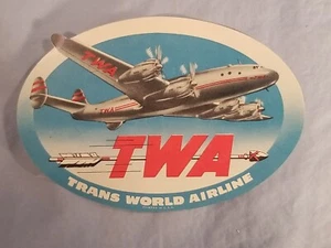 Vtg TWA Trans World Airline Gum Back Luggage Decal Label Sticker - Picture 1 of 2