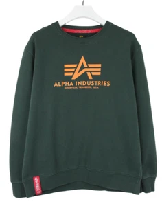 ALPHA INDUSTRIES Sweatshirt Herren XL Pullover Rundhalsausschnitt Logo grün - Bild 1 von 15