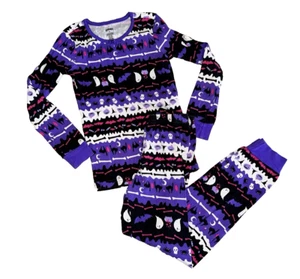 Gymboree 2 pc Pajamas Girls Size 8 Ghost Spooky Halloween Cats Witch Purple Blk - Picture 1 of 15