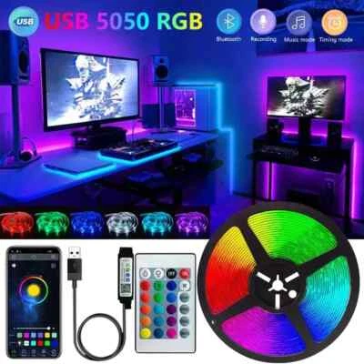 LED Strip Lights RGB Room USB Bluetooth WiFi IP65 Waterproof 5050 +Remote 5M-30M - Image 1 of 4