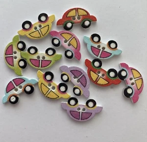 6 x Wooden Painted Car Buttons - 11 x 19mm (Pick your cars) - Picture 1 of 16