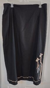 Women's Black Maxi Skirt-Embroidery Accents-NWT-Plus Size 20W-Giorgio Fiorlelli