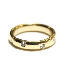 14k yellow gold .24ct SI1 H round diamond bezel set wedding band ring 4.7g 5.5