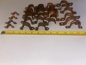 28 Pc Lot Copper 2-Hole Strap, Mix Pack, Pipe Support, New Some May Be Tarnished - Picture 1 of 2