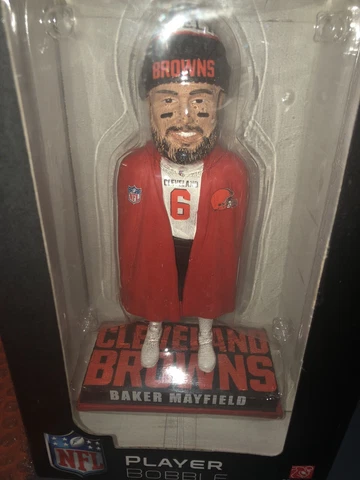 new in box Baker Mayfield Bobblehead orange coat Cover