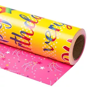 Reversible Wrapping Paper Roll - Mini Roll - Colorful Happy Birthday Pattern ... - Picture 1 of 8
