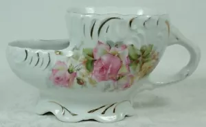 ANTIGUA ALEMANIA AFEITADO SCUTTLE DECORACIÓN FLORAL ADORNO DORADO - Imagen 1 de 7
