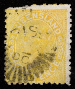 Queensland 1879 4d Orange-Yellow SG141 Die II Perf 12 Crown over Q wmk Used - Picture 1 of 2