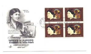 1487 Willa Cather, ArtCraft bloque de 4, FDC - Imagen 1 de 1