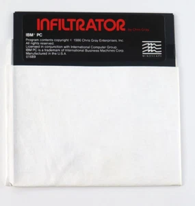Vtg 1986 Infiltrator Game IBM PC jr DOS 5.25" Floppy Mindscape Free Shipping - Picture 1 of 3
