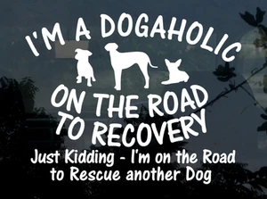 Dogaholic Dog Car Decal Vinyl Sticker. Rescue Adopt Save Window Dog Rescue Group - Picture 1 of 6