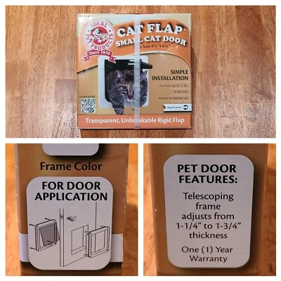 New! Cat Flap Small Cat Door Transparent by Ideal Pet Products 6 1/4" X 6 1/4" - Image 1 of 4