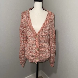 Faherty Las Orlas Cardigan Sweater Pink Sky Spacedye Women’s Small - Picture 1 of 11