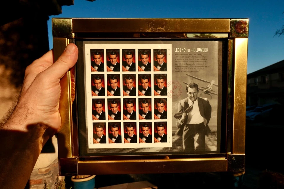 LEGENDS OF HOLLYWOOD CARY GRANT STAMPS, FRAMED, 10"X12" - Image 1 of 3