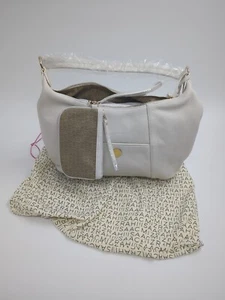 Isaac Mizrahi Schultertasche aus weißem Kieselleder mit Akzent-Seitenquaste - Bild 1 von 16