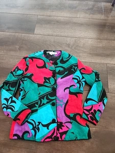 UMI COLLECTIONS BY ANNE CRIMMINS Vintage 100% Silk Blouse Size 6 Abstract Print - Picture 1 of 5
