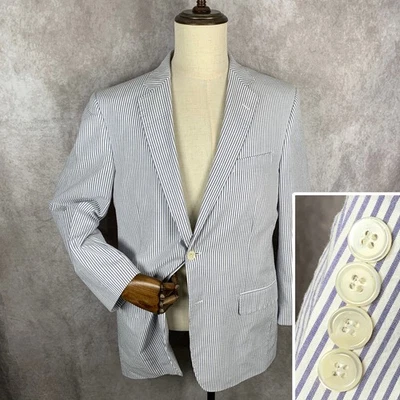 Brooks Brothers Seersucker Blazer Jacket Men 42R Striped Madison Fit Sport Coat - Image 1 of 4
