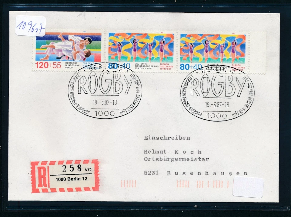 109607) Reco-Brief, RZ 1000 Berlin 12 "vd", SST Rugby Junioren-EM... 1987 Sport - Bild 1 von 1