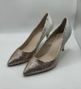 Faith Women's Glitter Pointed Toe Stiletto Court Shoes Heels - Ladies Size UK 6 - Picture 1 of 11