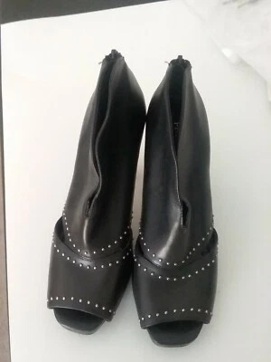 Mujer Franco Sarto Negro Cuentas Botines Cremallera Punta abierta Talla 6M Slipon  Foto 1 de 4