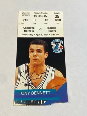 Charlotte Hornets Indiana Pacers NBA Ticket Stub #10 4-6-94 Reggie Miller Curry - Image 1 of 2
