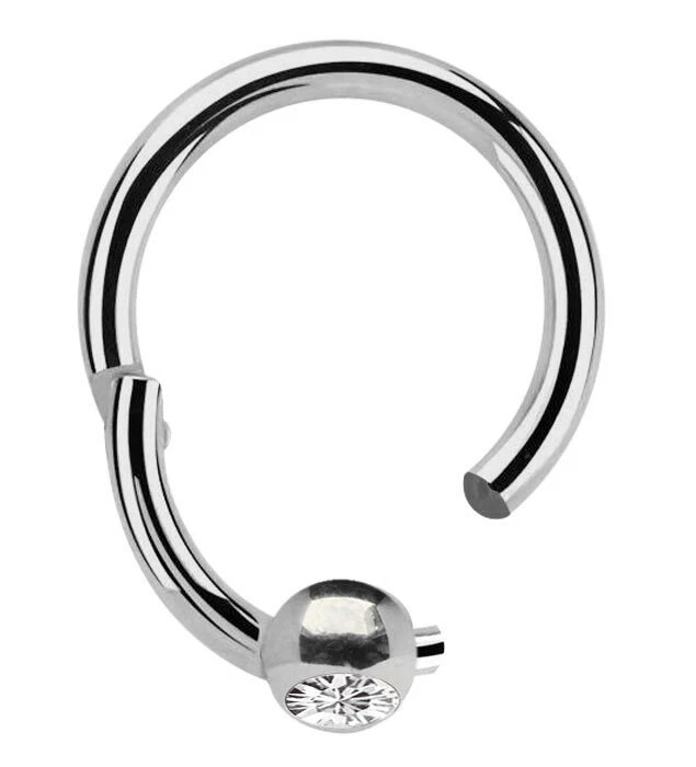 Titan Piercing Orecchio Naso Anello Bcr 1,0mm Con Clicker E Sfere Cristallo - Immagine 1 di 4