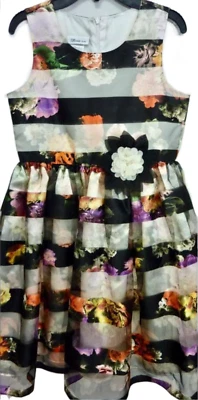 NWT $68 BONNIE JEAN TEEN GIRLS DRESS 14 Black/White Floral SHEER OVERLAY PARTY - Image 1 of 2