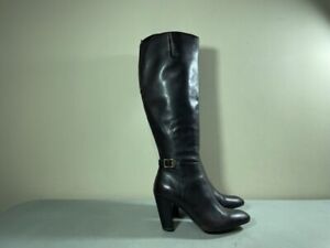 MARC FISHER WOMEN'S BROWN LEATHER SIDE ZIP KNEE HIGH SHAYNA BOOTS SIZE 8M