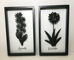 Modern Art Metal Raised Relief Flowers in Wood Frame - Picture 1 of 12