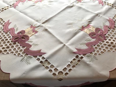 Weihnachtdecke natur altrosa gold 85 x 85 Neu - Bild 1 von 3