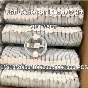 Wholesale Bulk USB Charger Cable 3/6Ft For iPhone 14 13 12 11 XS XR X 8 7 6 Lot - Picture 1 of 10