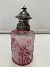 Baccarat Crystal  Perfume Bottle Eglantier Rose Etched with Silver Lid c.1900