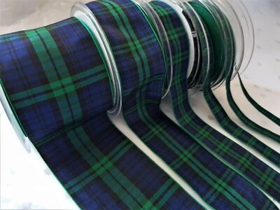 Berisfords BLACKWATCH TARTAN 7 10 16 25 40 70mm Scottish Approved design ribbon - Image 1 of 3
