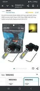 CALAIS Extremely Bright 9006 LED Fog Light Bulb Yellow 2000 Lumens High Power - Picture 1 of 3