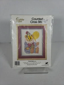 60450 New Golden Bee Counted Cross Stitch Kit Bear Clown 11x14 finished size - Picture 1 of 4