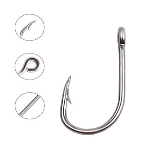 40Pcs Strong Stainless Steel Fishing Hooks Saltwater Live Bait Hook Size1/0-10/0