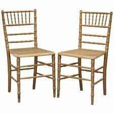 PAIR OF EDWARDIAN GILTWOOD FAMBOO REGENCY STYLE BERGERE CHAIRS WITH GOLD GILDING