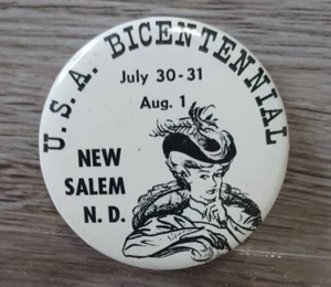 Vintage neu Salem N.D. USA zweihundertjährige Pinback Knopf 1-3/4" - Bild 1 von 2