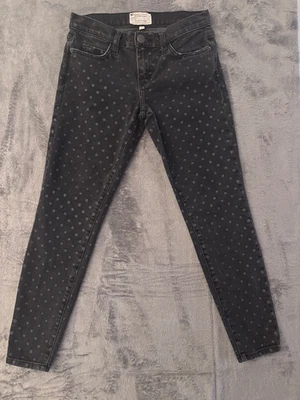 Pantalones de mezclilla para mujer Current/Elliott 25 The Stiletto ajustados negros a lunares elásticos Foto 1 de 4