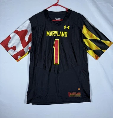Camiseta de fútbol Under Armour Maryland Terps negra NCAA mangas coloridas medianas Foto 1 de 4