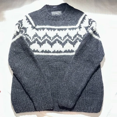 Suéter masculino vintage Abercrombie & Fitch 100% lã Shetland tricô médio à mão - Imagem 1 de 4