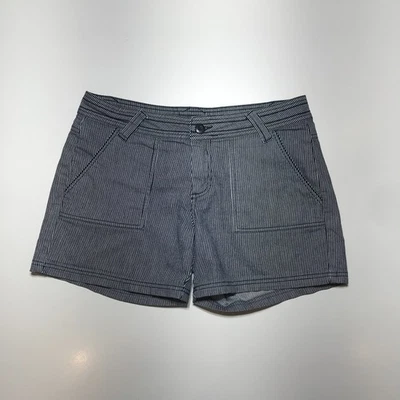 Pantalones Cortos PrAna Para Mujer 8 Rayas Azul y Blanco Denim Tiro Medio Algodón Orgánico Foto 1 de 4