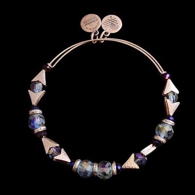 Brazalete Brazalete Alex And Ani Vidrio Púrpura Cuentas Oro Rosa Foto 1 de 2