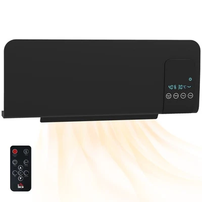 HOMCOM 2000W Wall Mounted Ceramic Heater with Remote Control for Home Black - Image 1 of 4