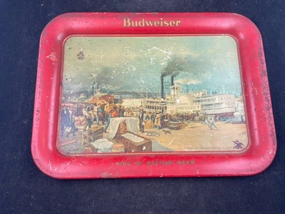 Vintage 1914 Anheuser-Busch Budweiser Beer Tray St. Louis Levee-1870's - Image 1 of 3