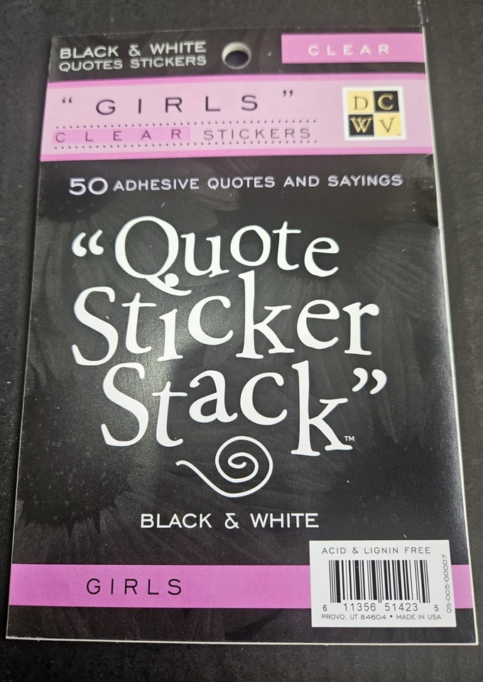 DCWV Sticker Stack 50 pegatinas transparentes citas y refranes niñas  Foto 1 de 1